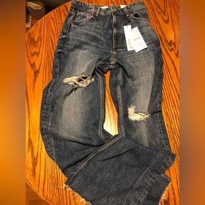 BNWT Zara high rise blue jeans size 40 full length wide leg